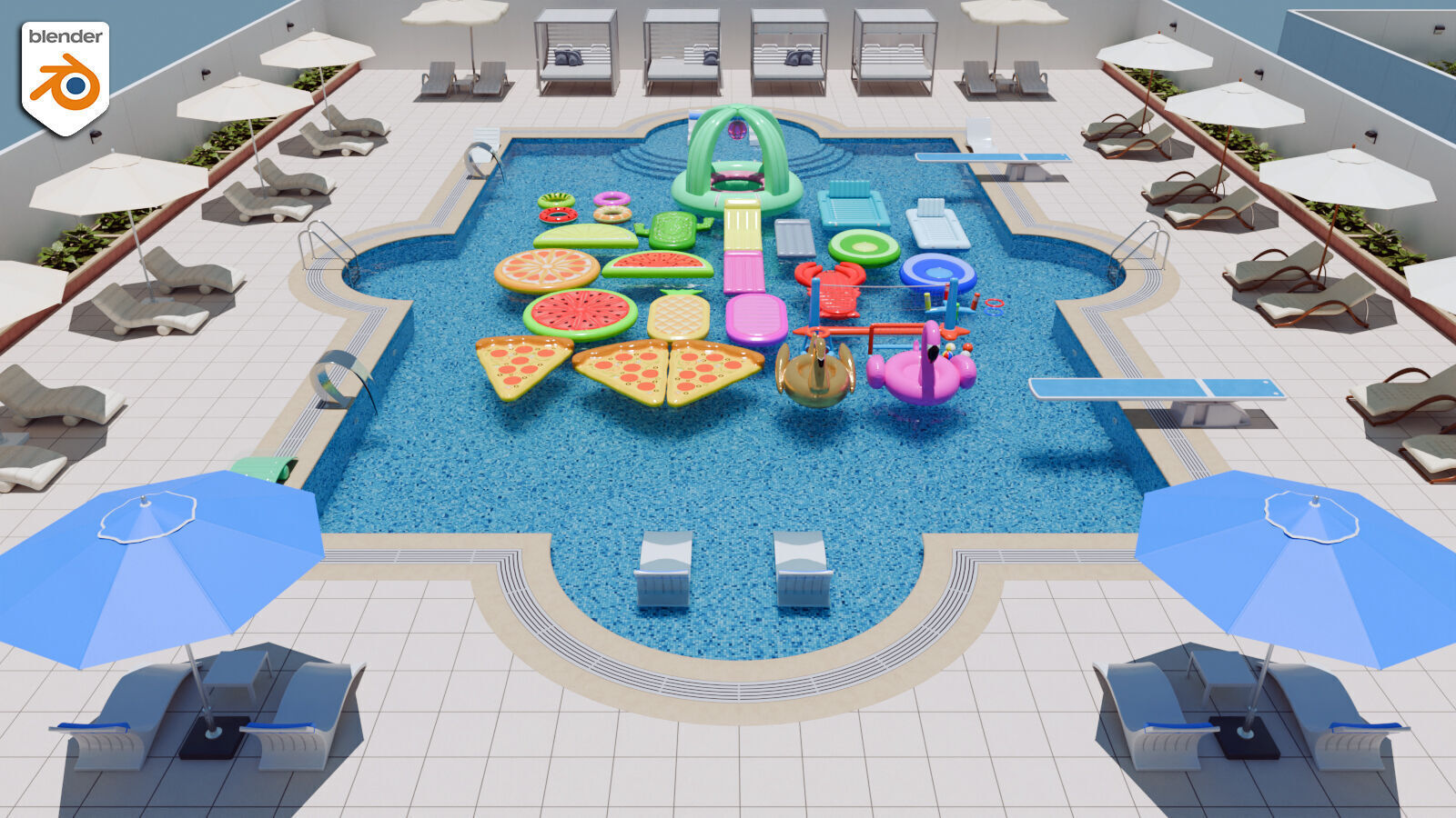 Swimming Pool Low-poly 3D model_12