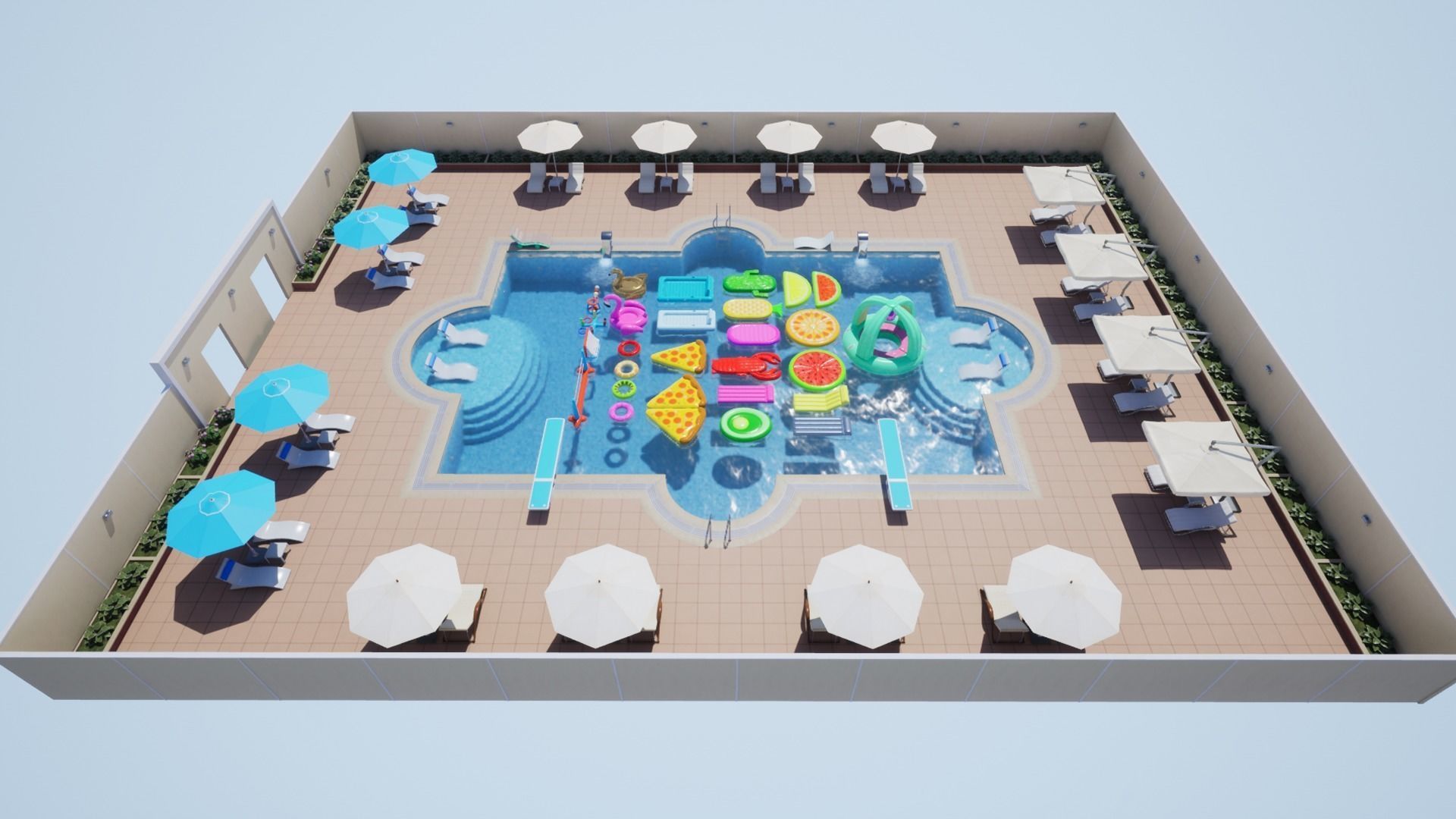 Swimming Pool Low-poly 3D model_16