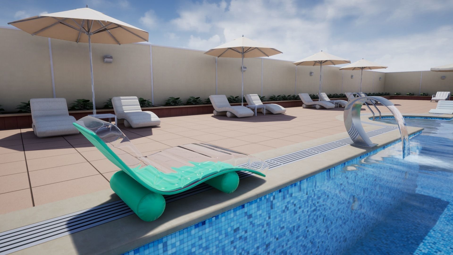 Swimming Pool Low-poly 3D model_9