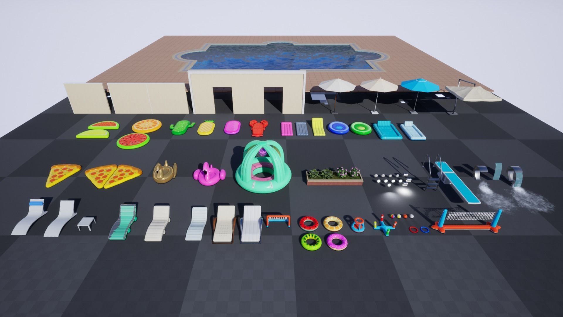 Swimming Pool Low-poly 3D model_17