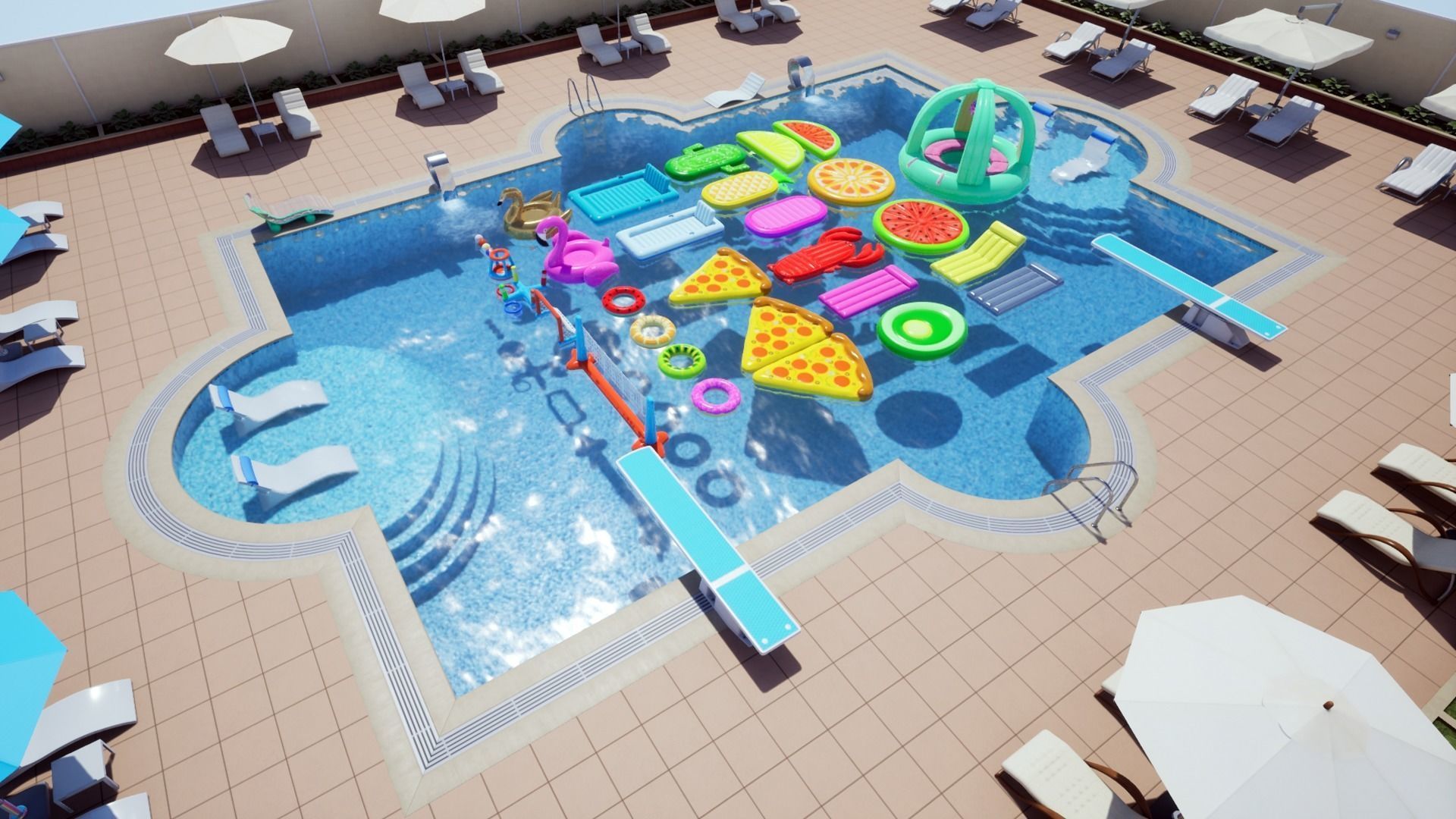 Swimming Pool Low-poly 3D model_0