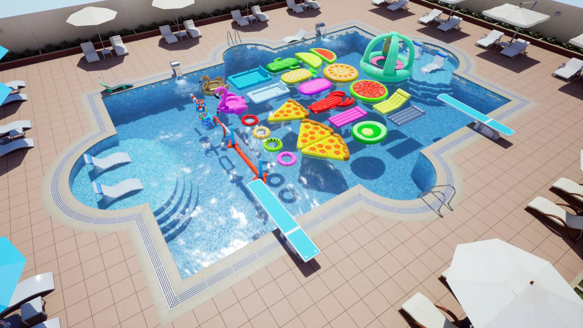 Swimming Pool Low-poly 3D model_0