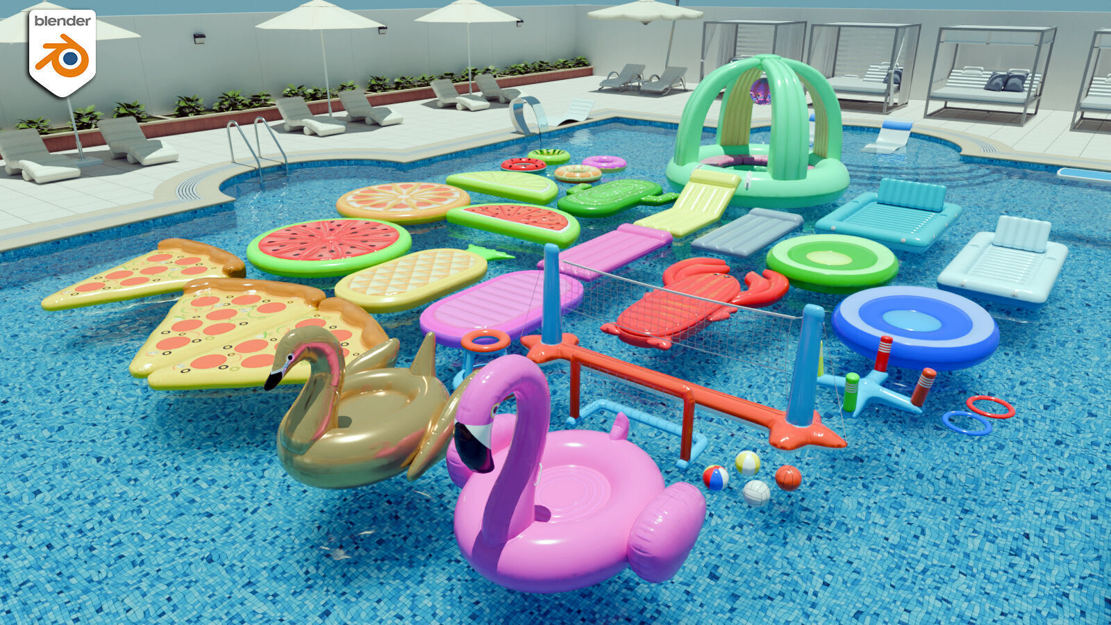 Swimming Pool Low-poly 3D model_13