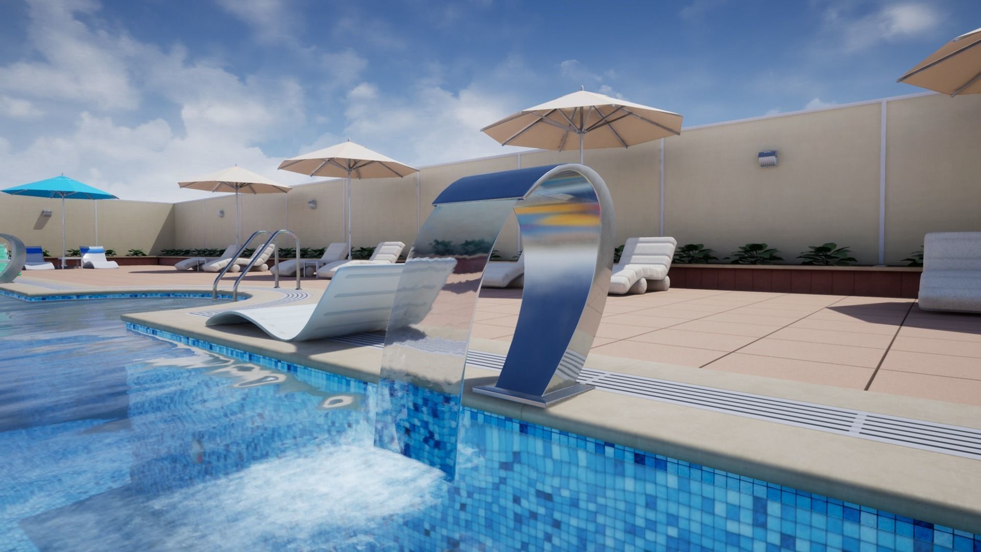 Swimming Pool Low-poly 3D model_6