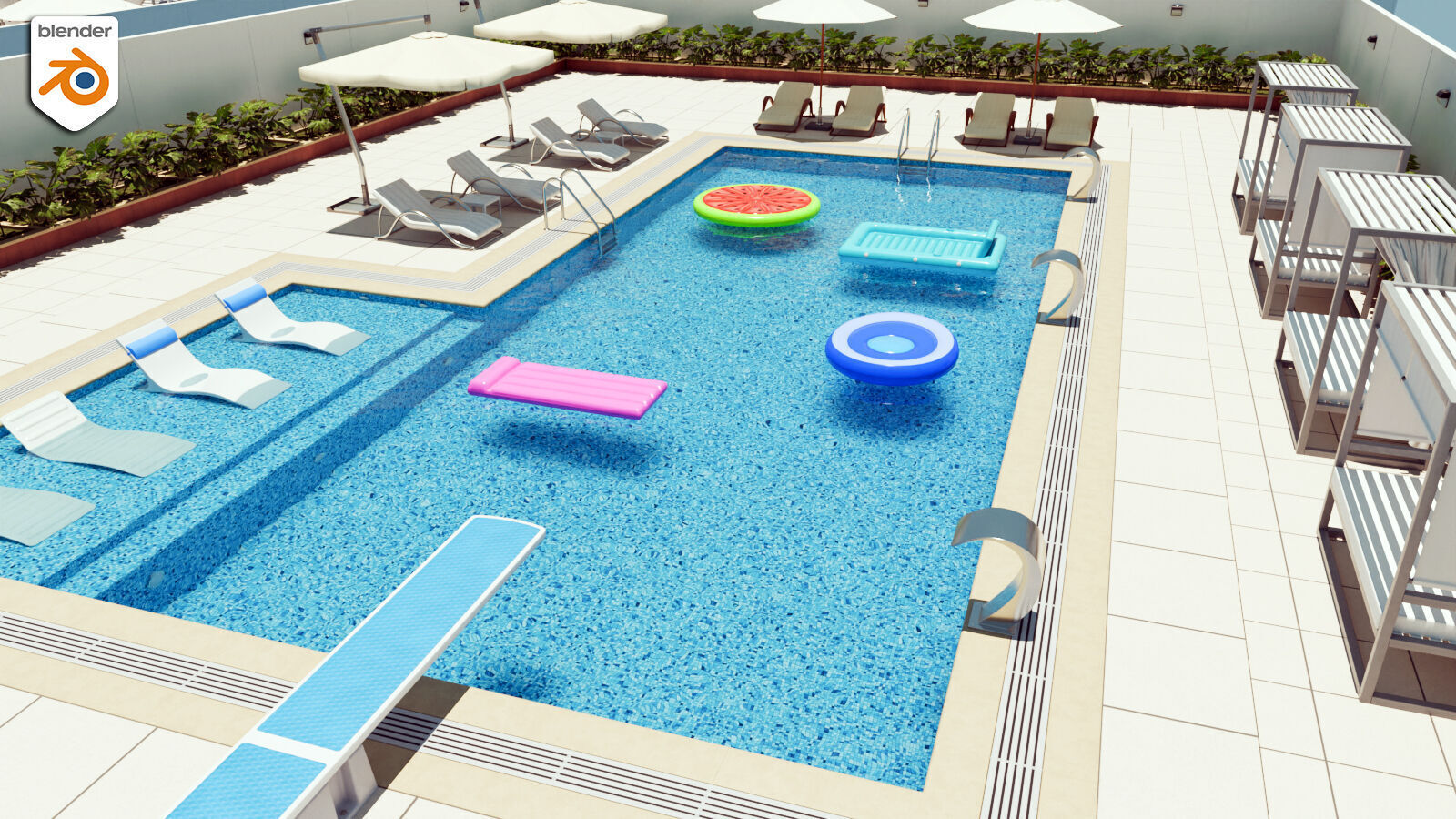 Swimming Pool Low-poly 3D model_11