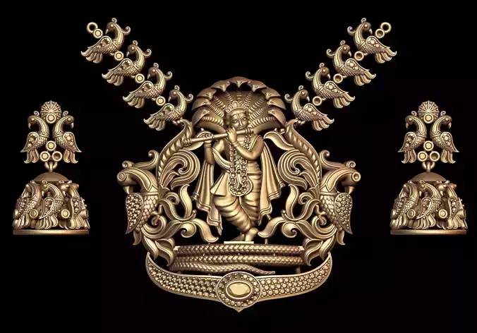 Krishna Pendant with Earring