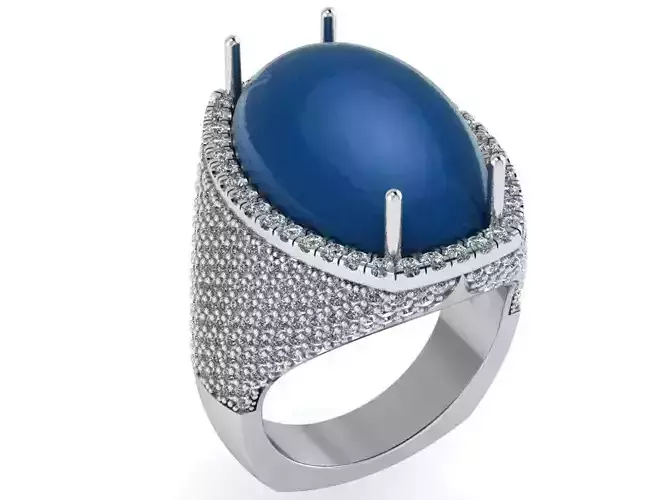 Oval Cabochone Halo ring 3189 3D print model