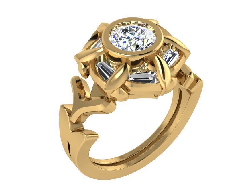 Diamond flower ring 3191 3D print model 3D print model_1