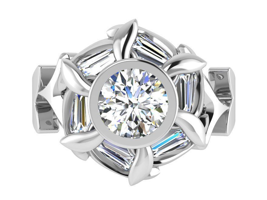 Diamond flower ring 3191 3D print model 3D print model_2