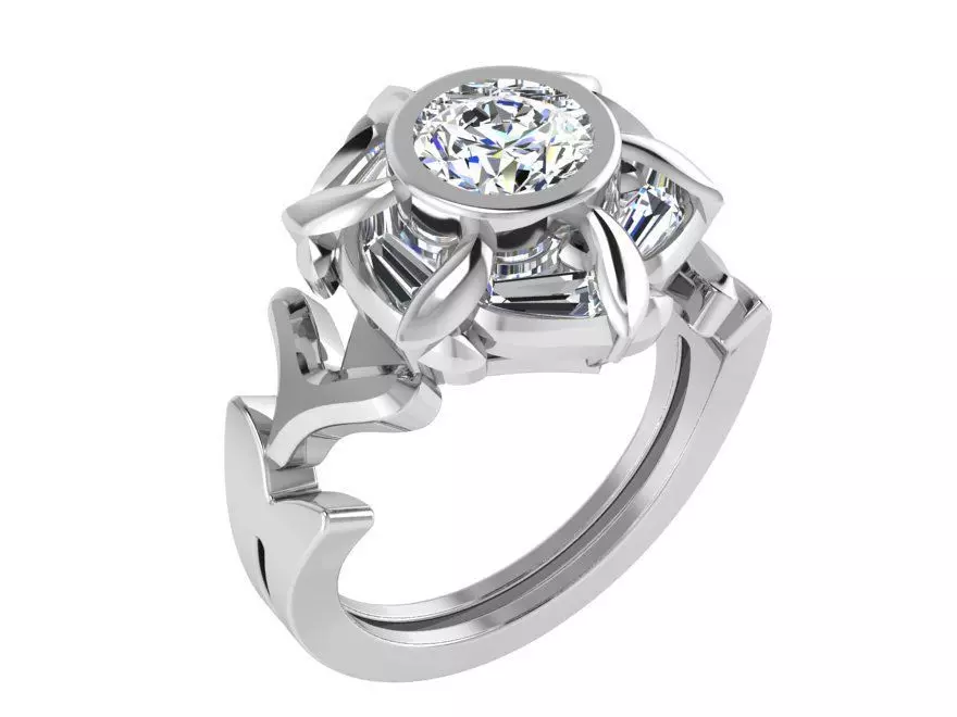 Diamond flower ring 3191 3D print model 3D print model_0