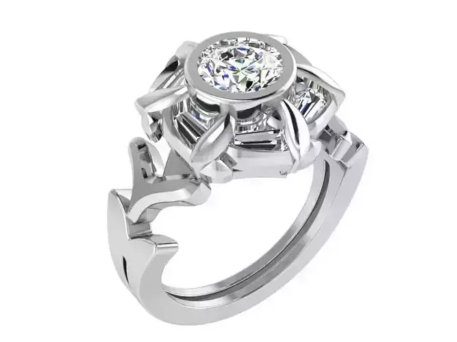 Diamond flower ring 3191 3D print model 