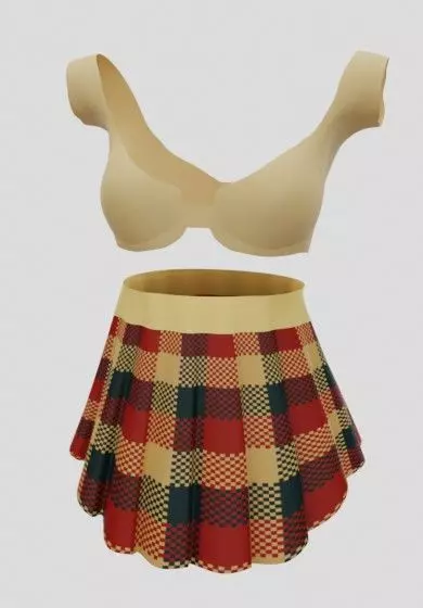 plain pleated skirt with top 3D model_0