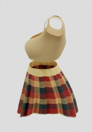 plain pleated skirt with top 3D model_3