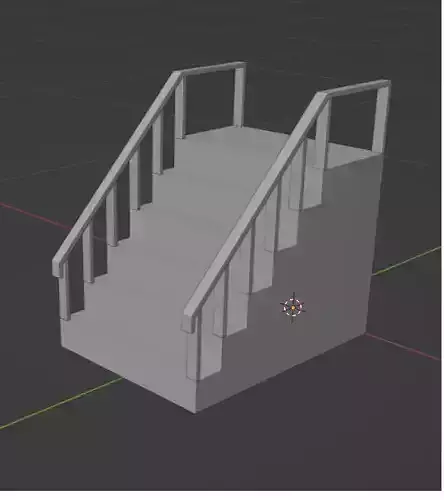 the step stairs with railing 3D model