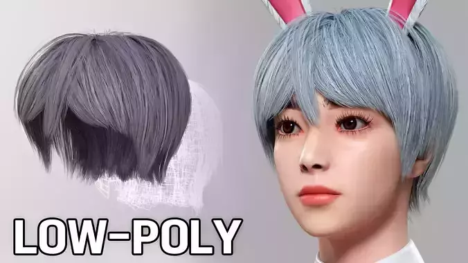 Real-Time Women Short Hair - Game Ready