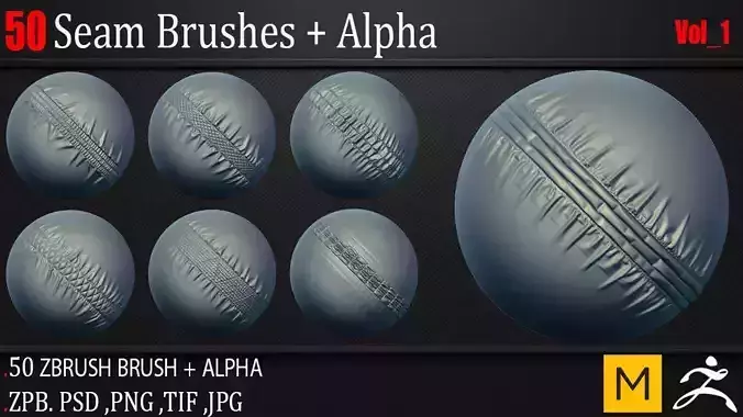 50 Seam Brushes  Alpha Vol 1 