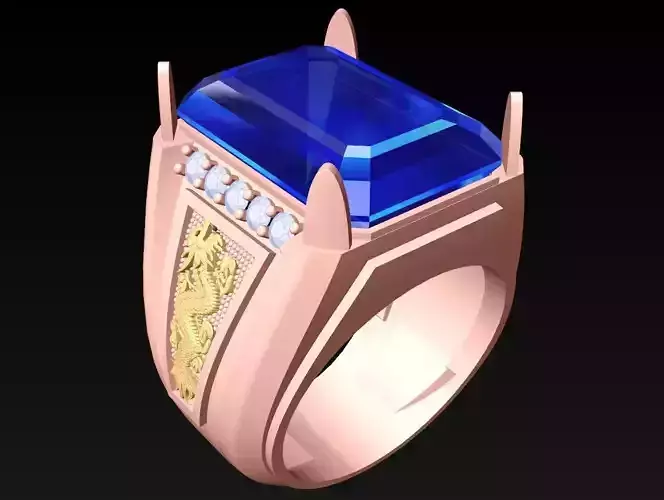 Dragon Ring - Rectangular Stone Ring - N6112