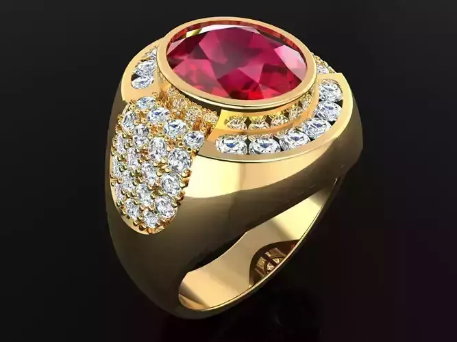 Oval stone ring - N4217