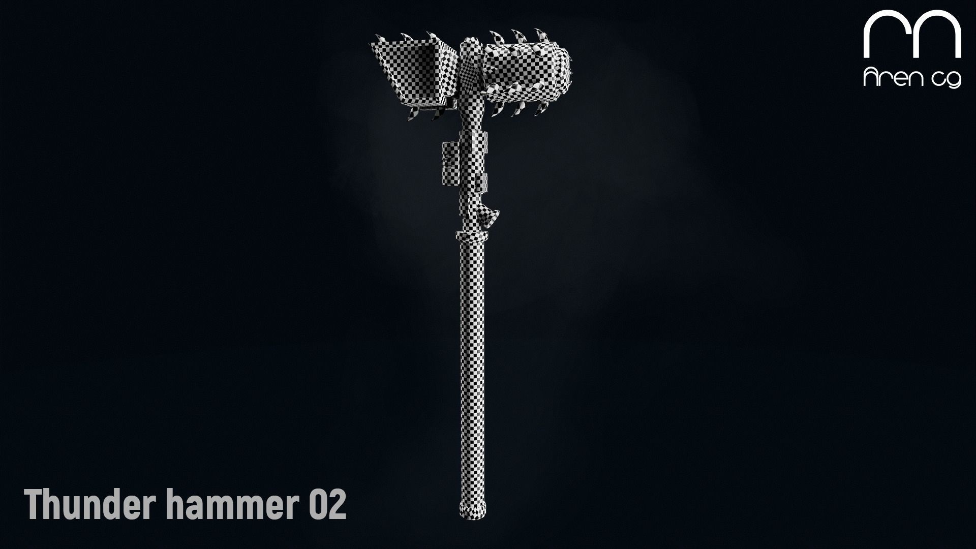 AC thunder hammer 02 Low-poly 3D model_2