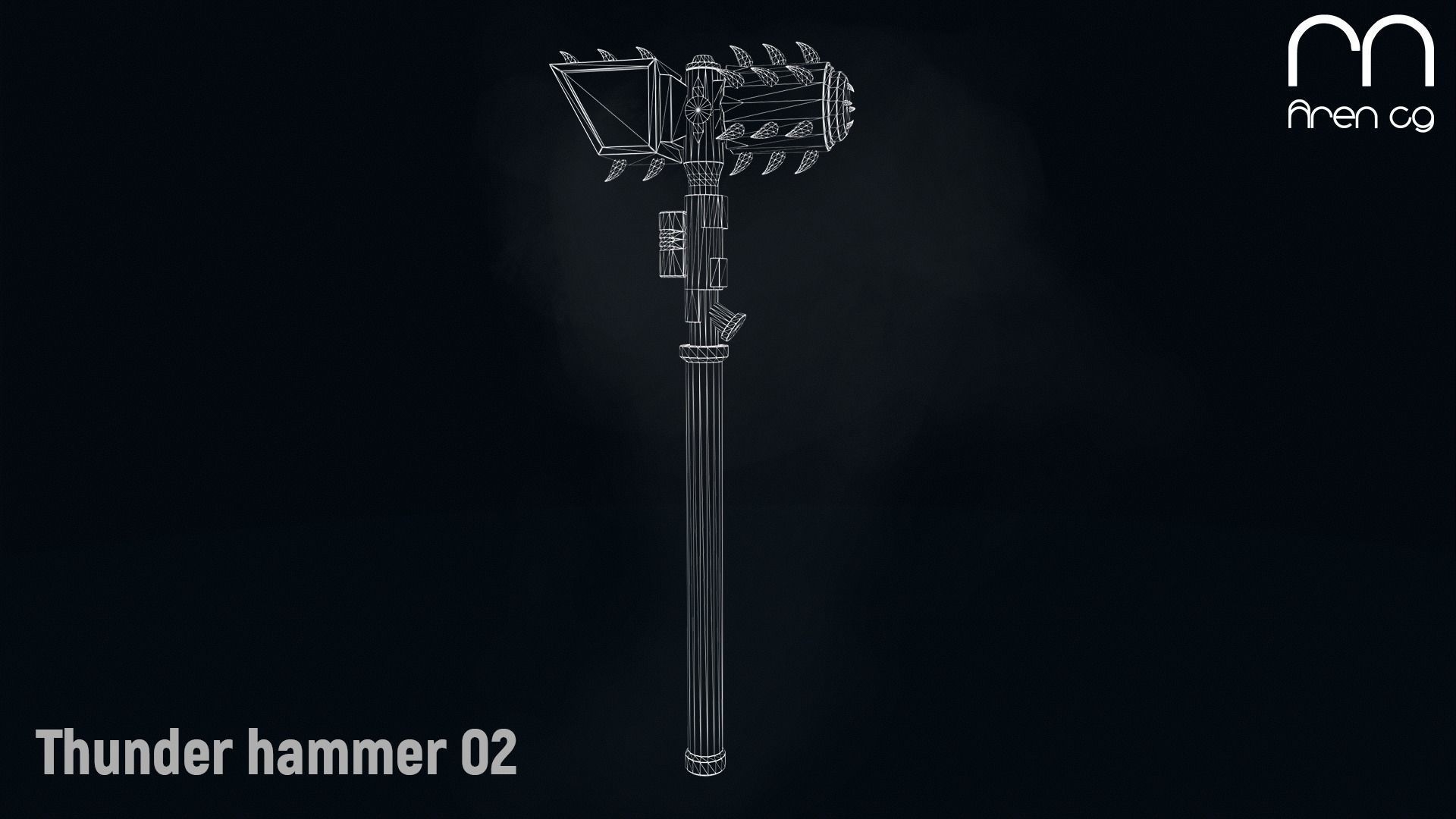AC thunder hammer 02 Low-poly 3D model_3