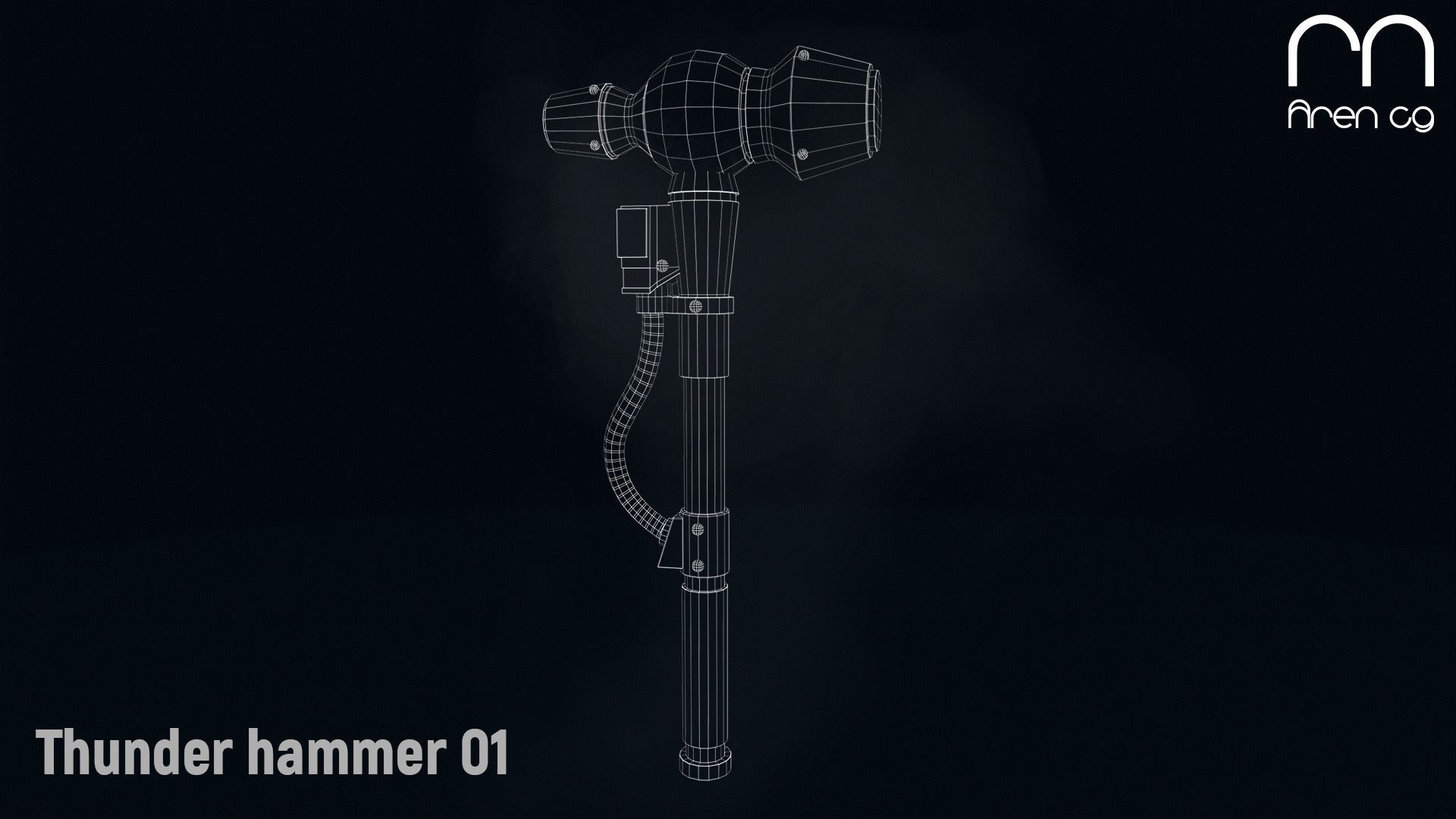 AC thunder hammer 01 Low-poly 3D model_3