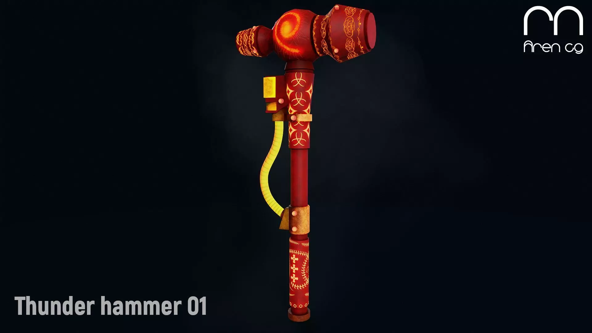 AC thunder hammer 01 Low-poly 3D model_0