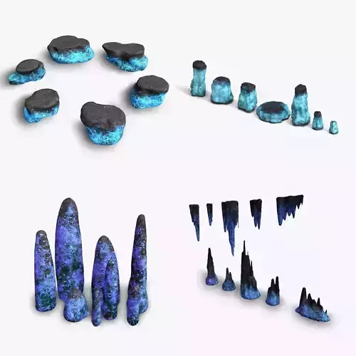 Magical Rocks Combo Low-poly 3D model