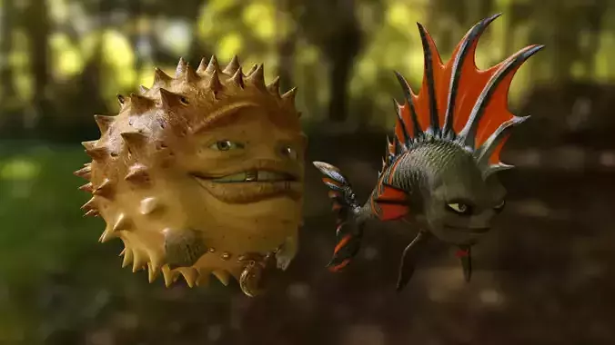 3D Fish Characters - Cartoon - Punker Fishes 3D model