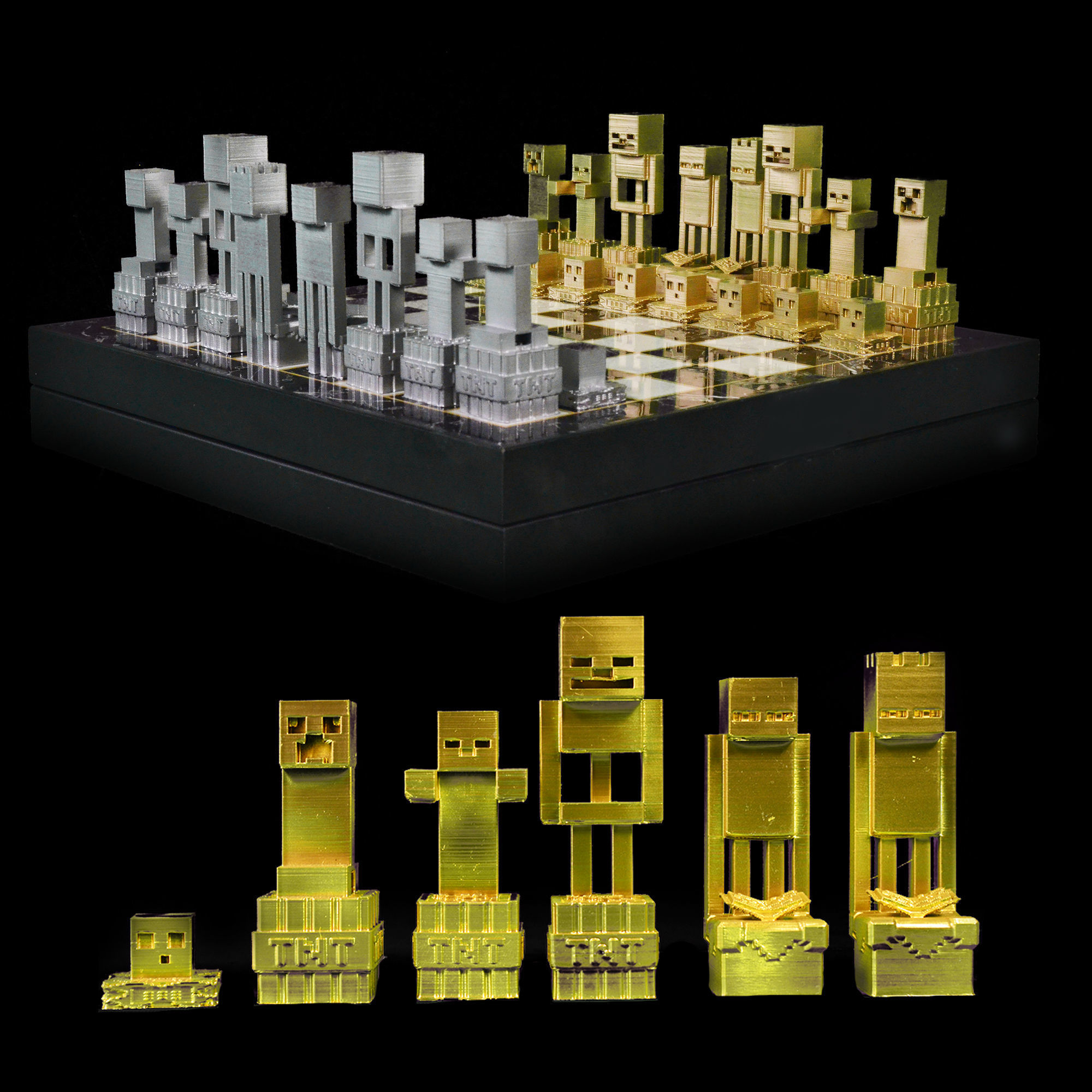 Minecraft Game  Characters Chess Set  3D print model_2