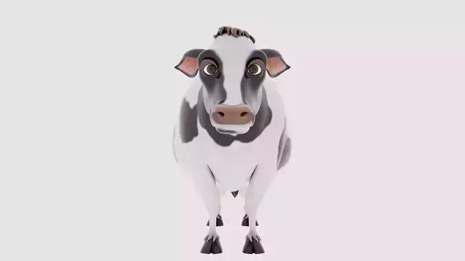 Cow 3D Model cartoon looking at camera