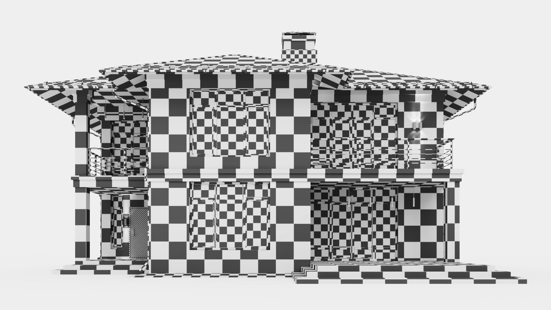 Modern two-story cottage 3D model_45