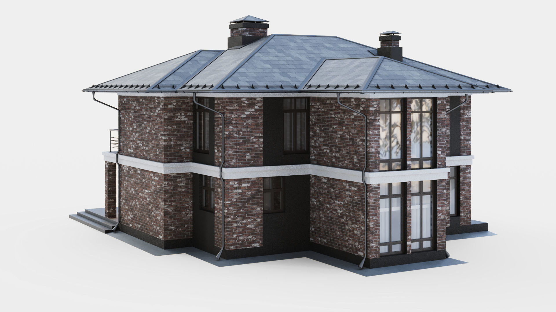 Modern two-story cottage 3D model_17