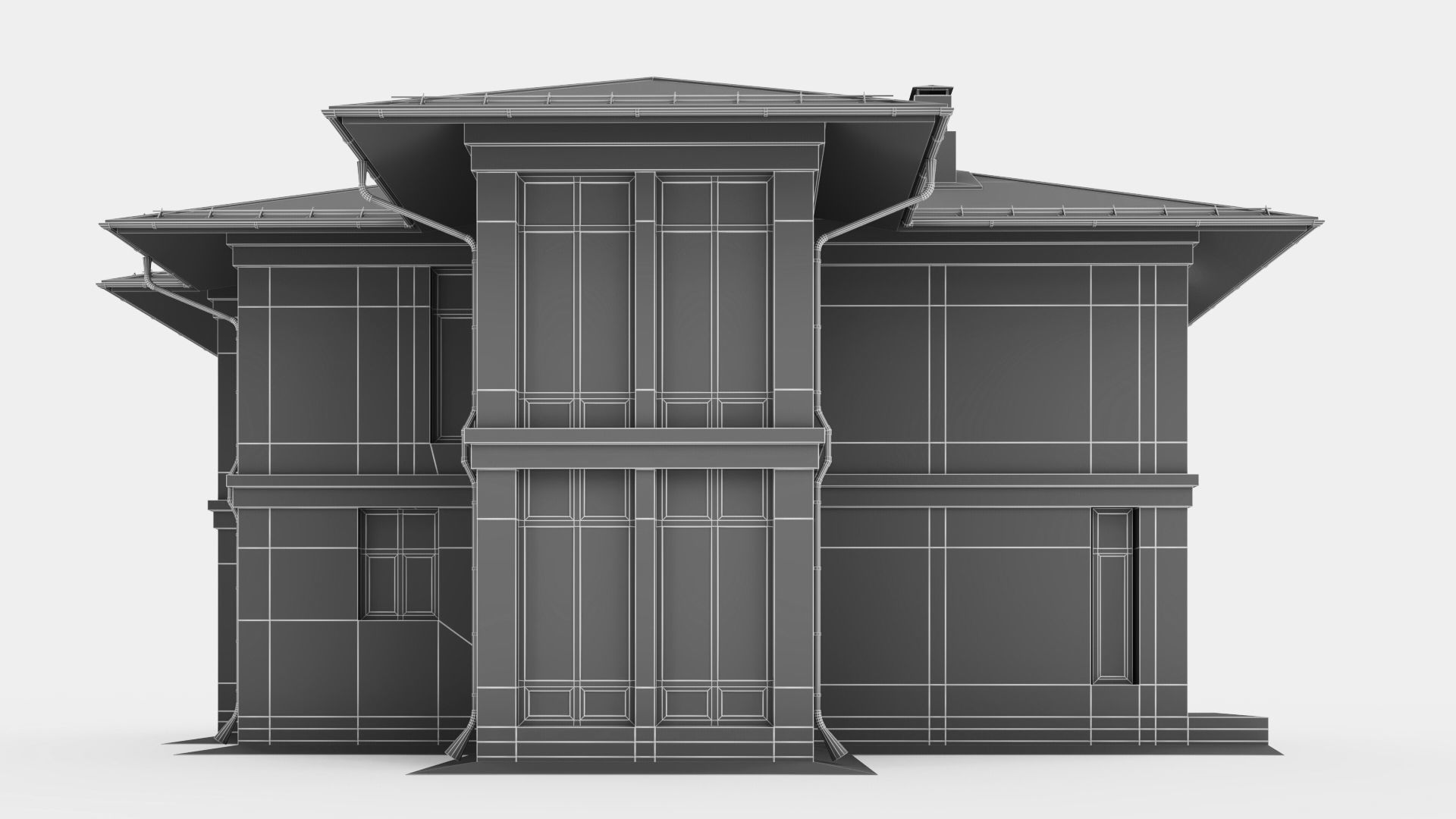 Modern two-story cottage 3D model_29