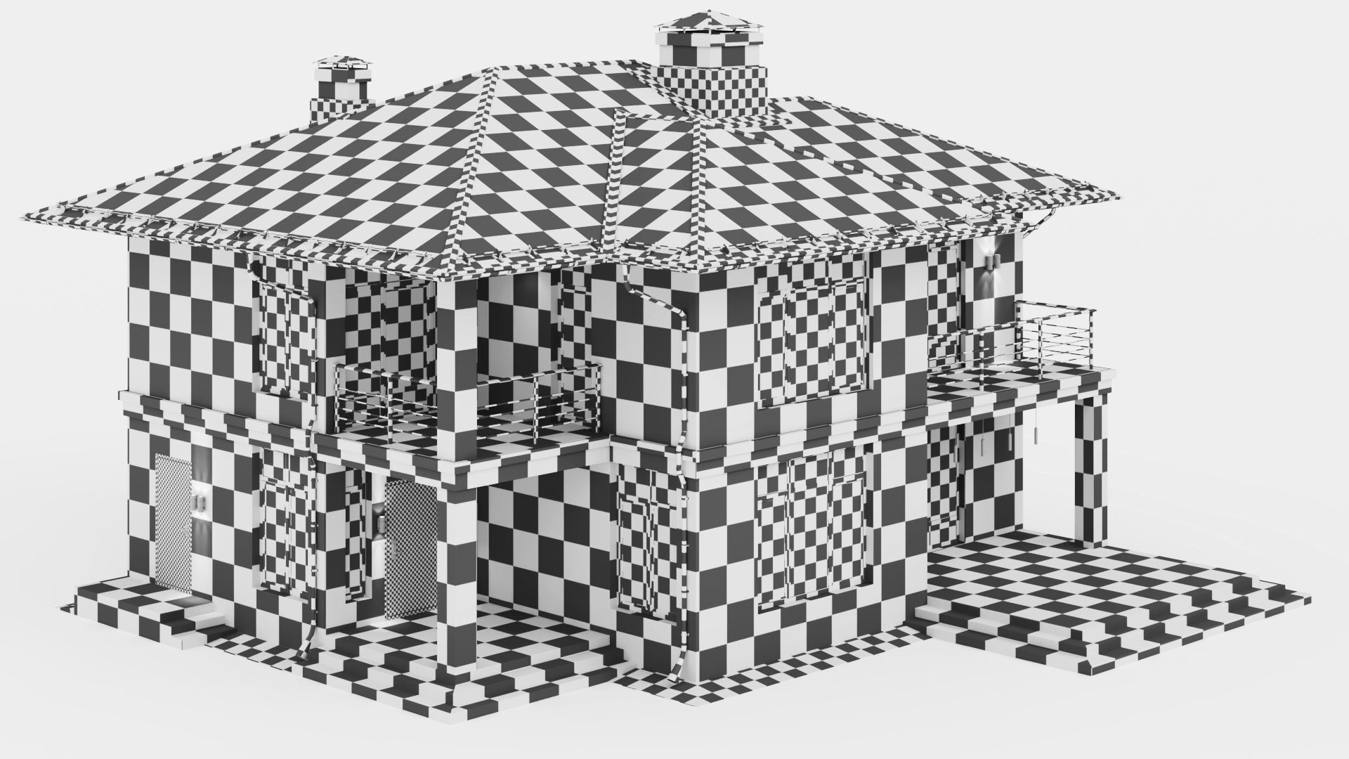 Modern two-story cottage 3D model_56