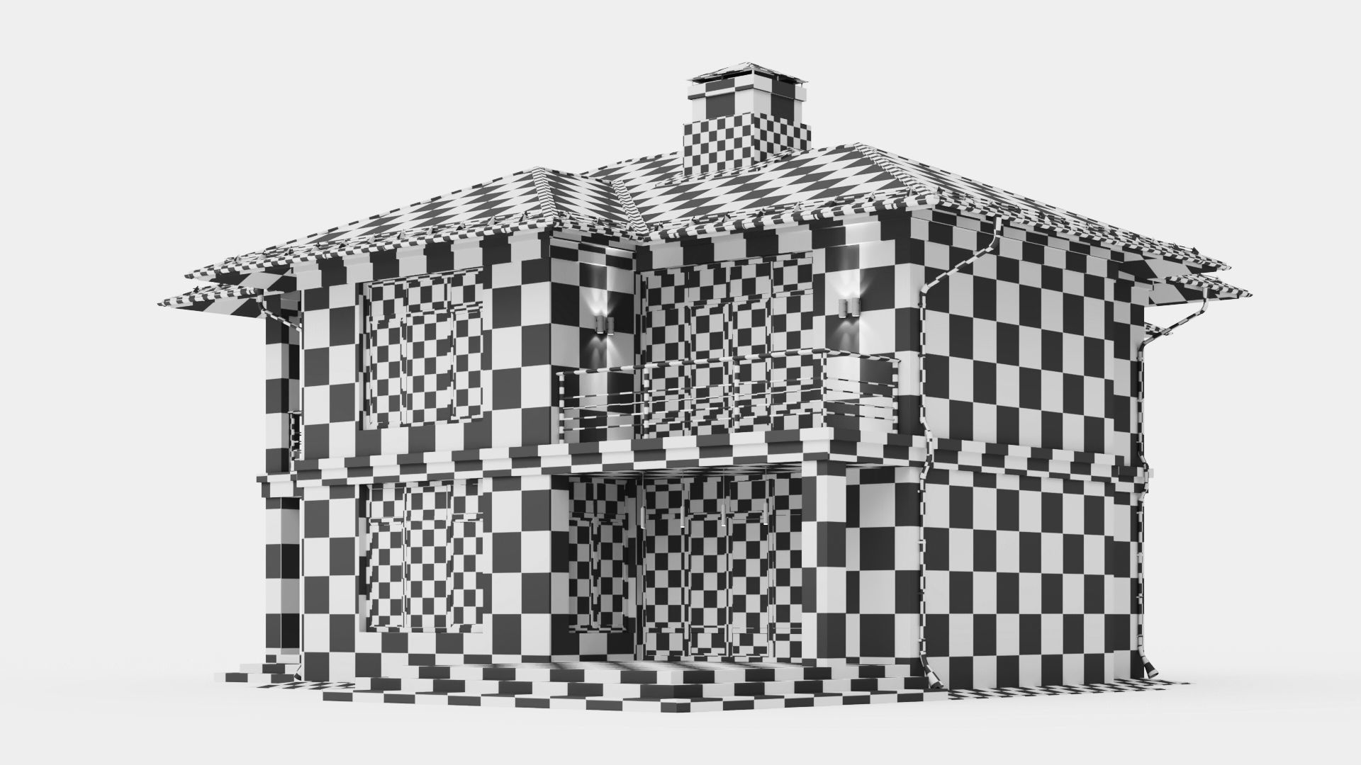 Modern two-story cottage 3D model_52