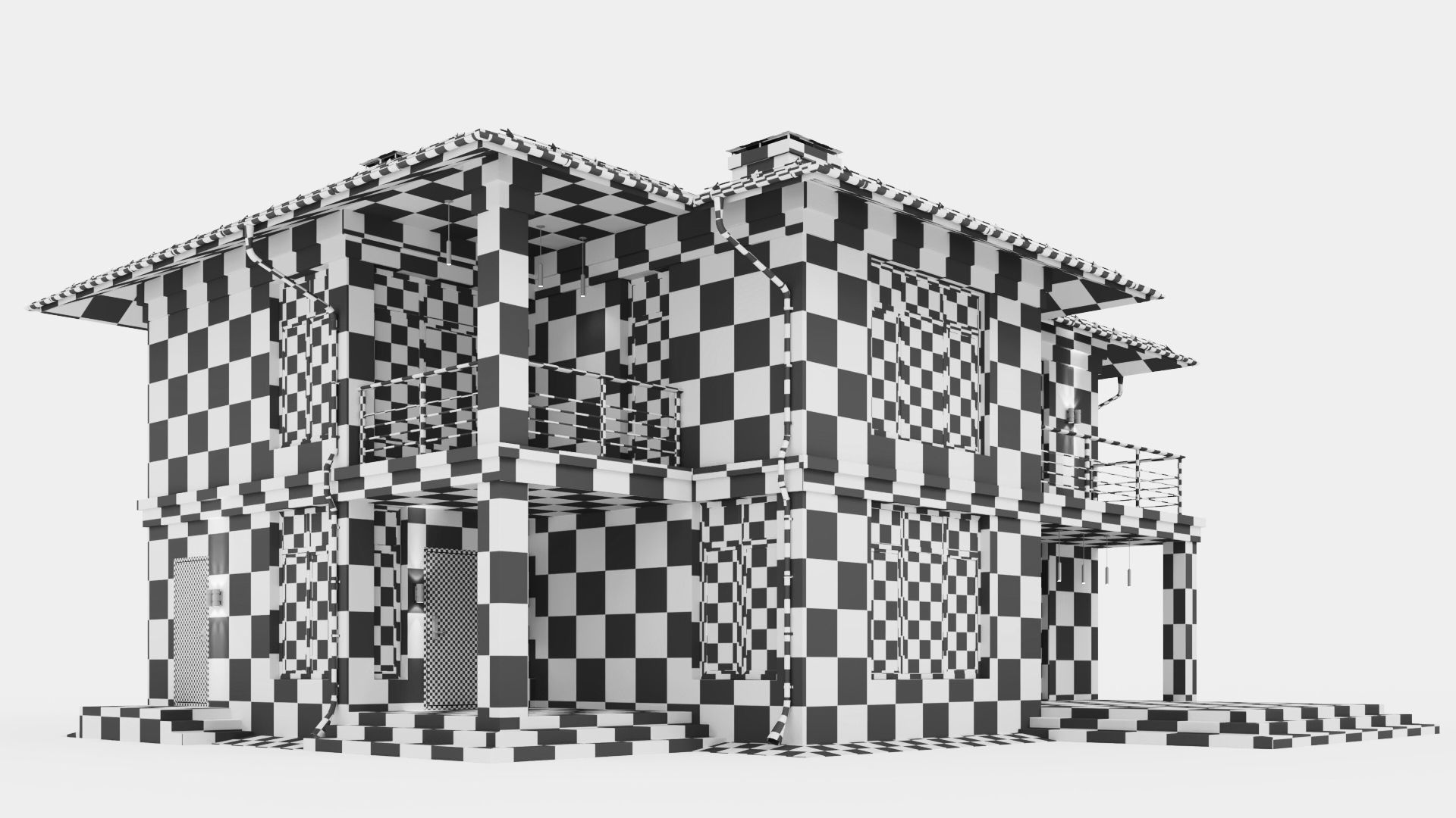 Modern two-story cottage 3D model_46