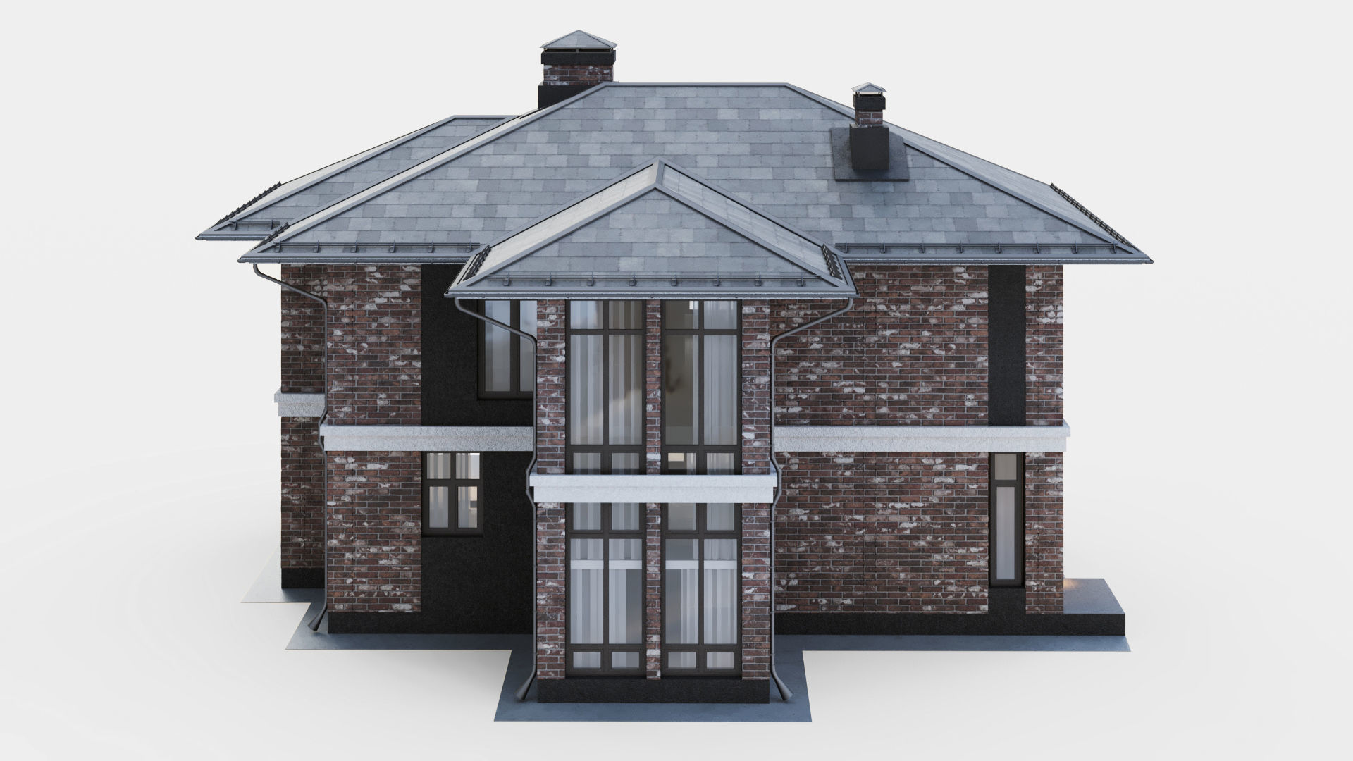 Modern two-story cottage 3D model_11