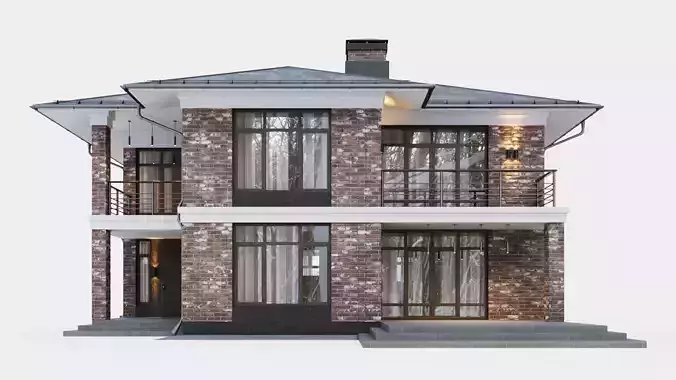 Modern two-story cottage 3D model