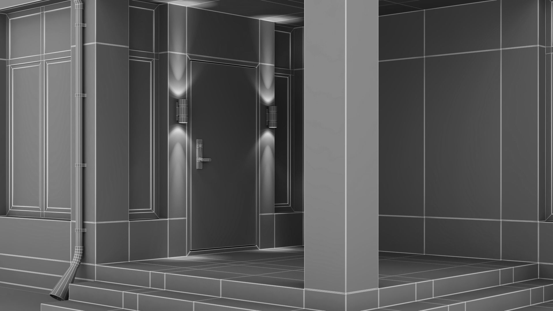 Modern two-story cottage 3D model_42