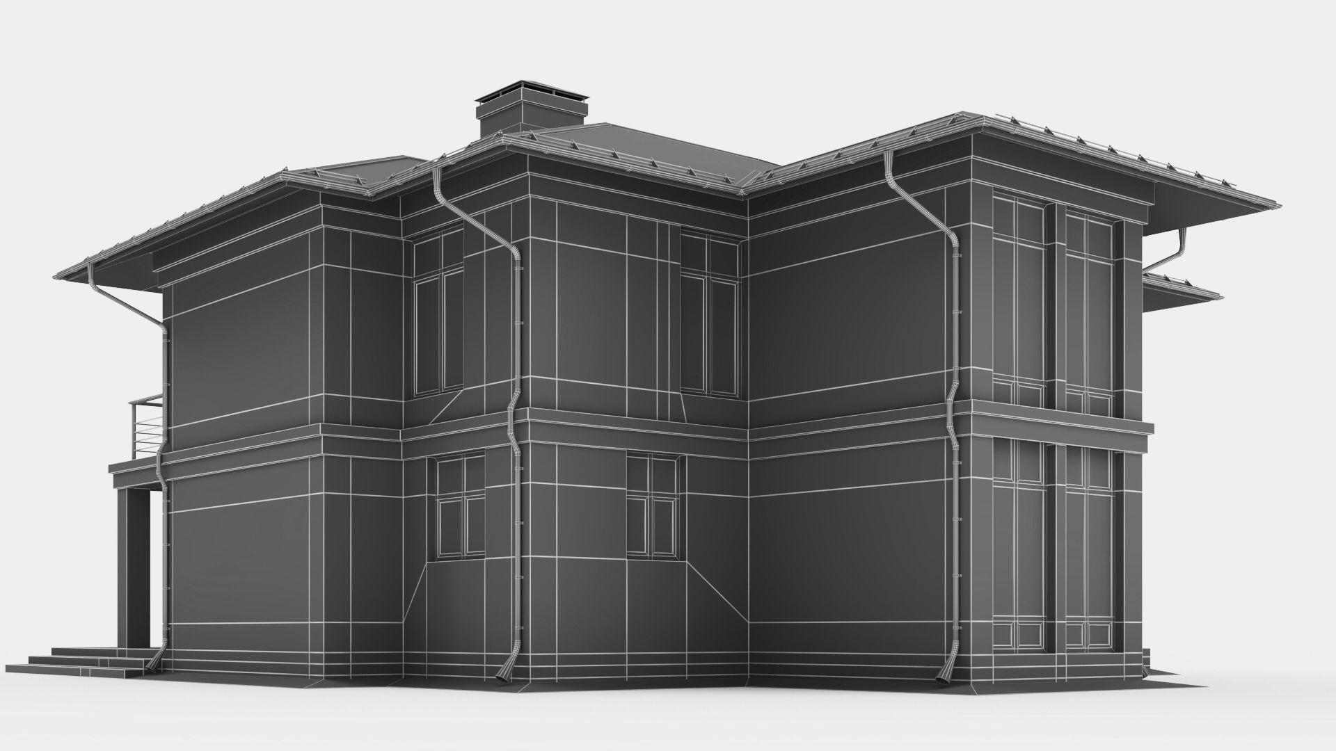 Modern two-story cottage 3D model_30