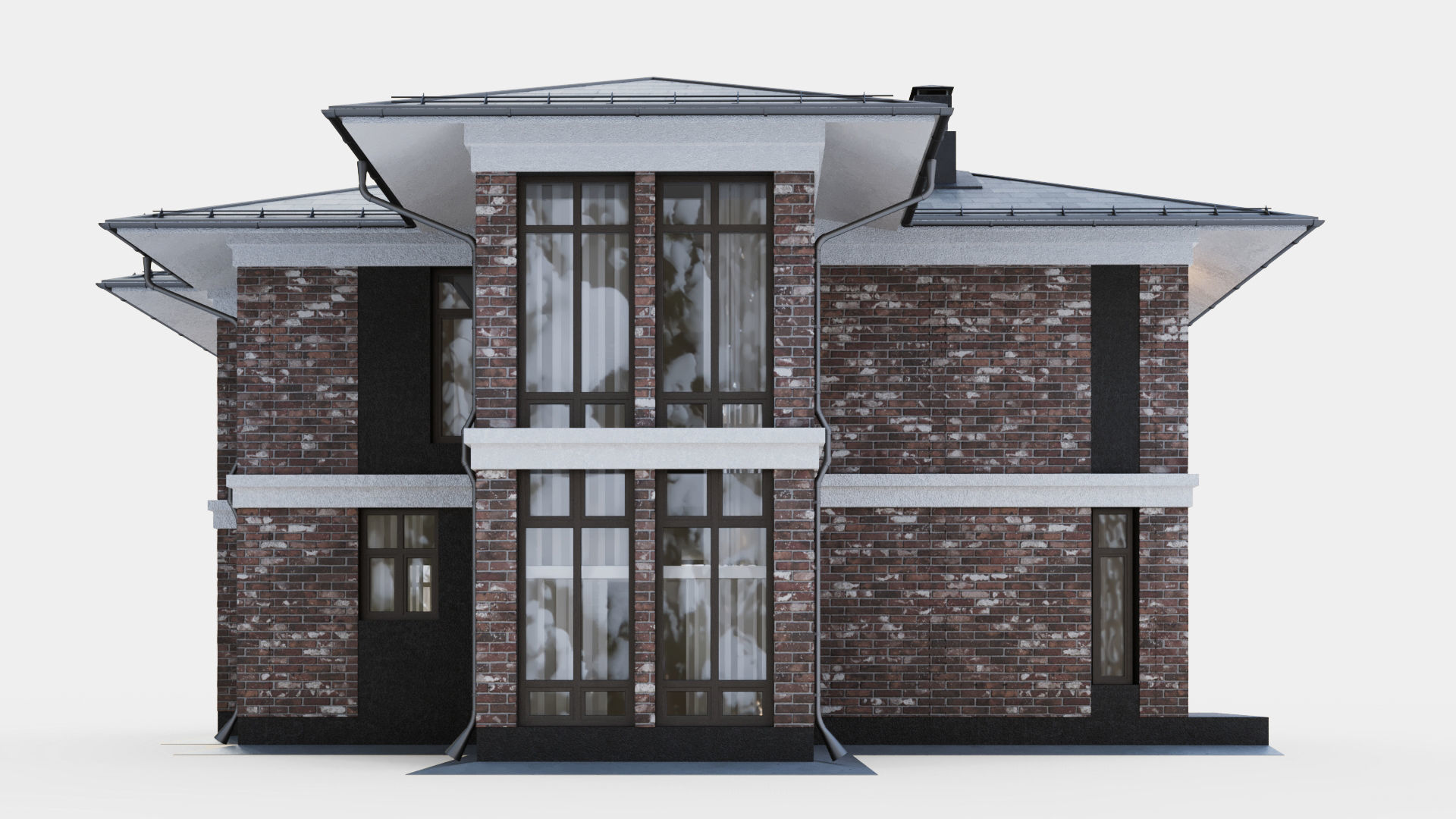 Modern two-story cottage 3D model_6