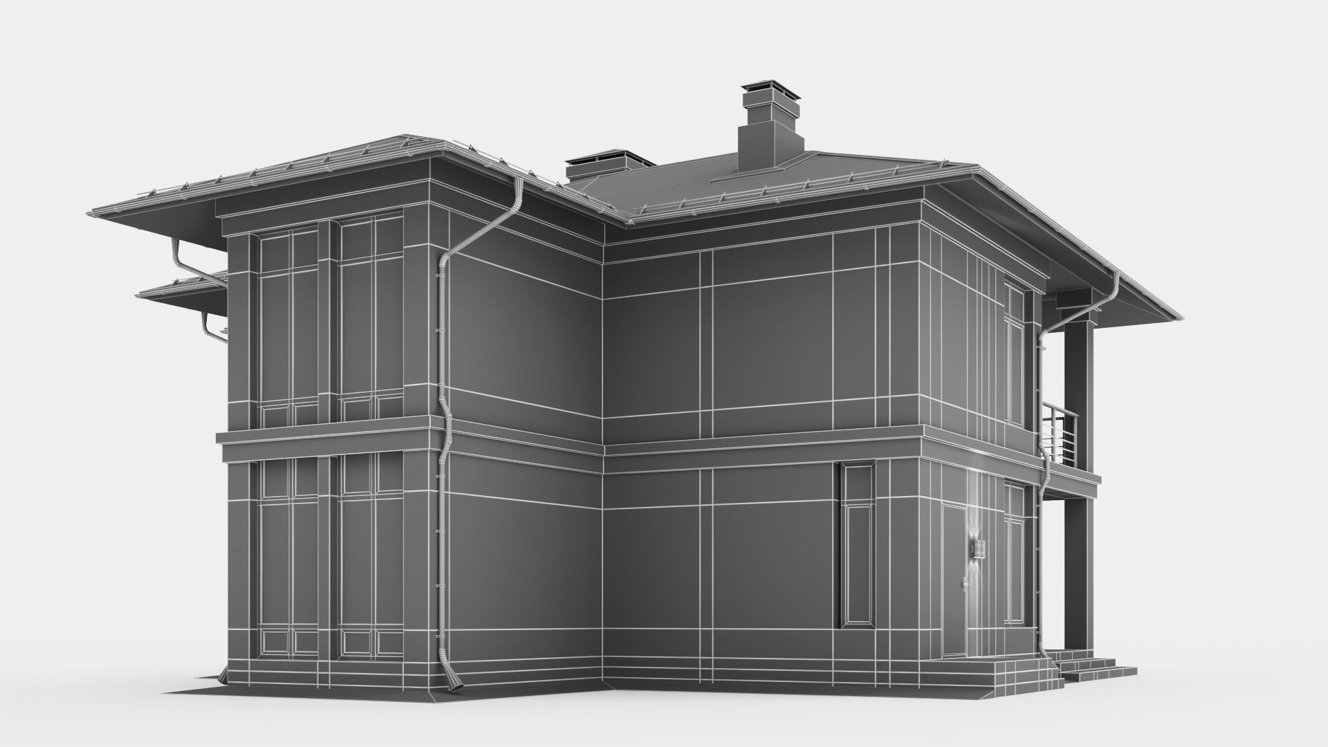 Modern two-story cottage 3D model_28