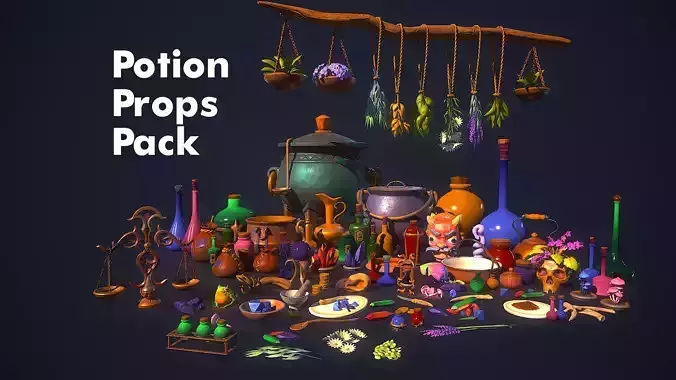 Potion Props Pack Low-poly 3D model