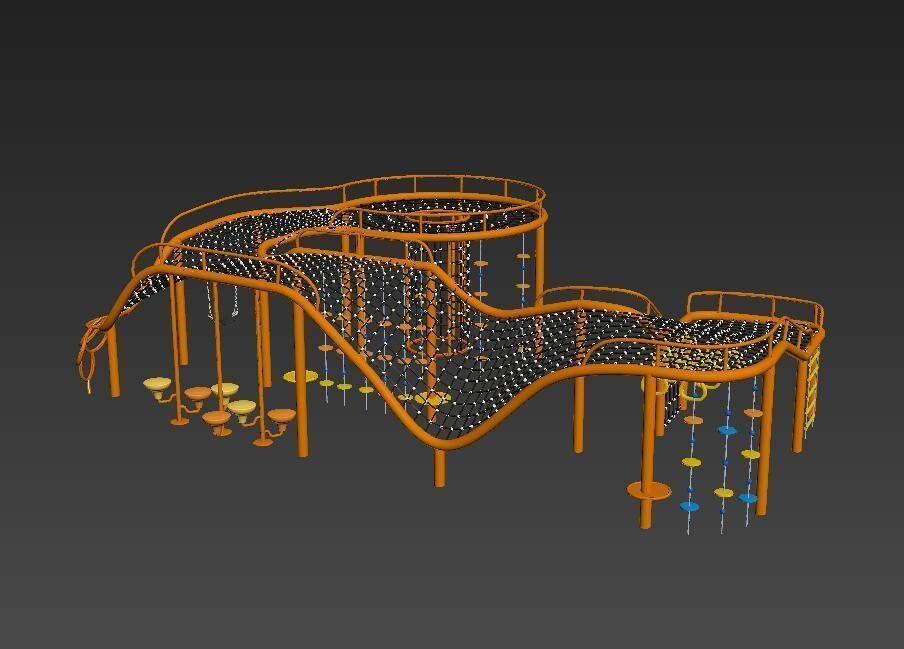 Big scale children combination climbing net playground equipment 3D model_4