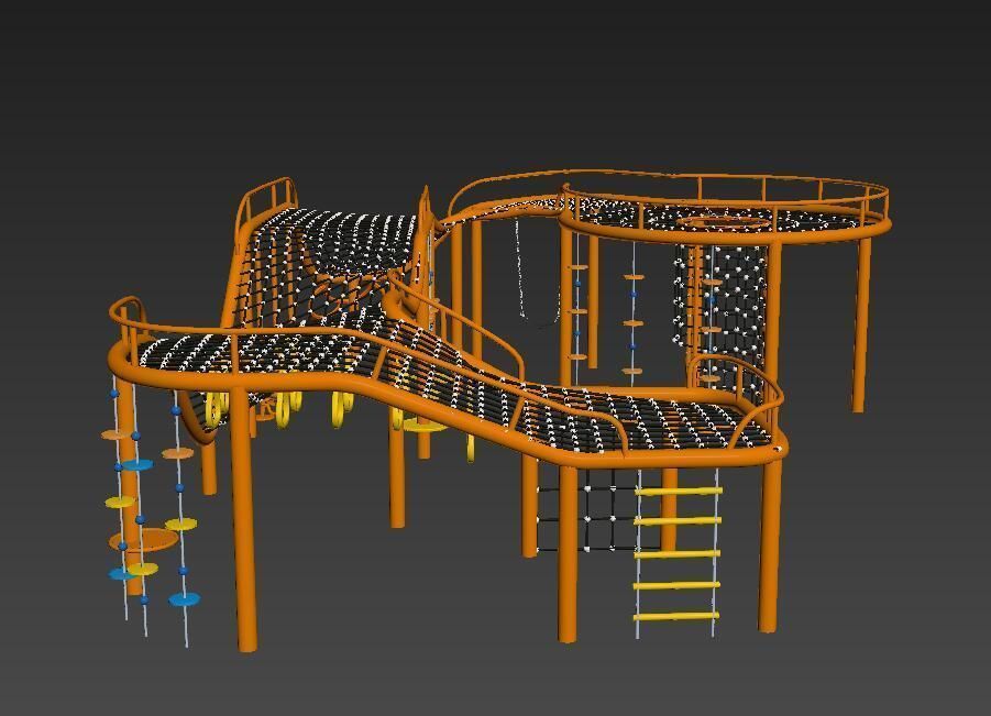 Big scale children combination climbing net playground equipment 3D model_5