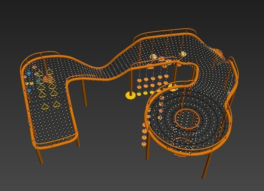 Big scale children combination climbing net playground equipment 3D model_3