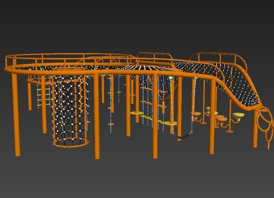 Big scale children combination climbing net playground equipment 3D model_7