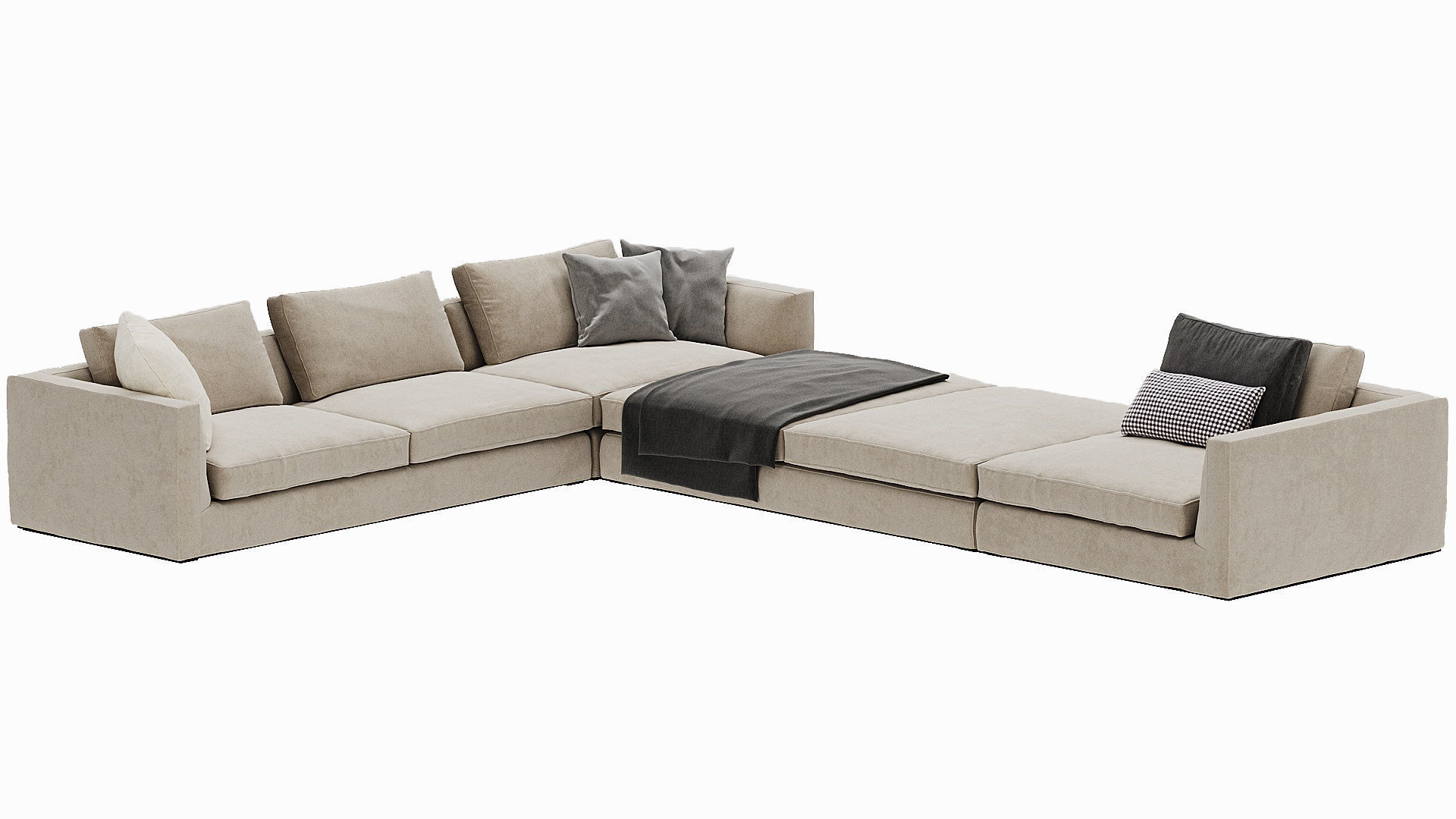 Sofa 1 sectional with pillows 3D model_2