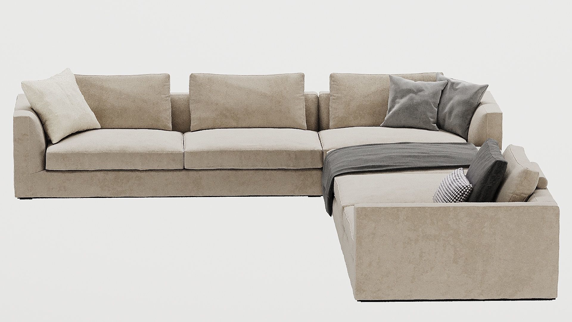 Sofa 1 sectional with pillows 3D model_1