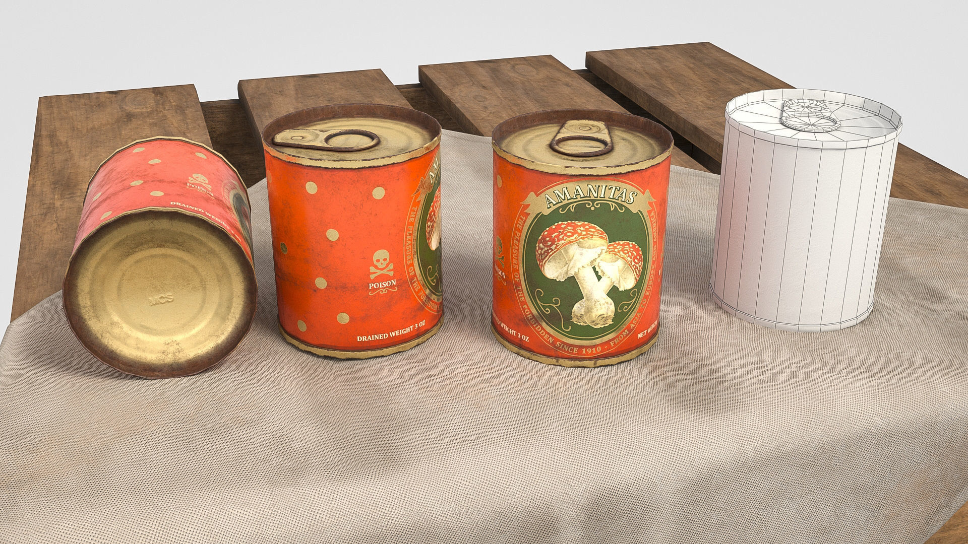 Low poly vintage cans Low-poly 3D model_10
